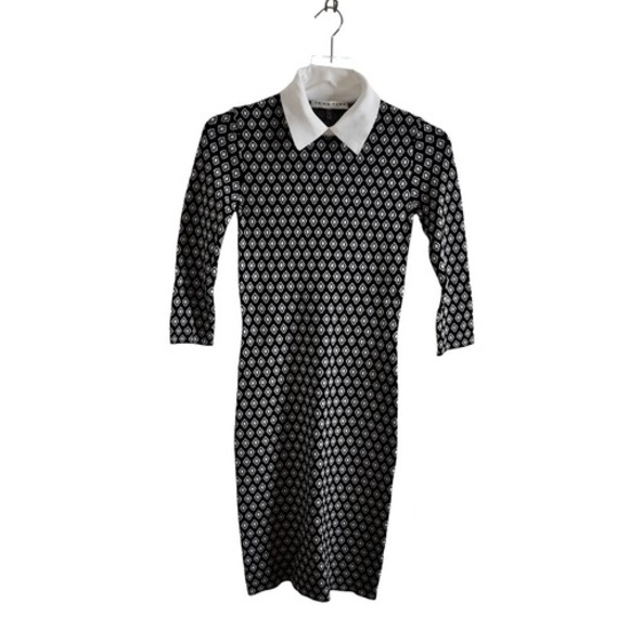 Trina Turk Bookish Collared knit black white Dress 3/4 sleeve XS - Picture 6 of 12